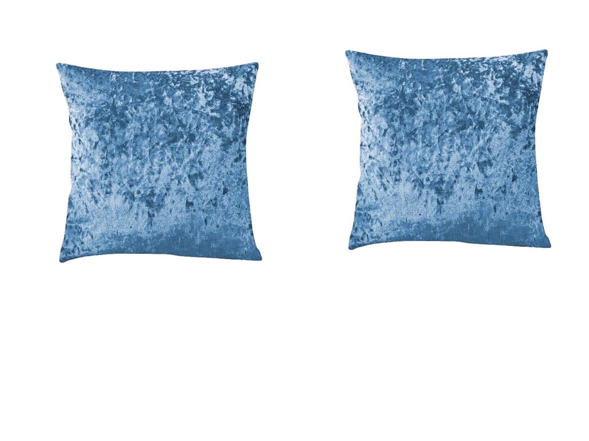 Insafians Teal Decorative Crushed Velvet Cushion Covers 45Cm X 45Cm/Square Throw Pillowcases For Sofa Bedroom With Invisible Zipper 18X18 Inch (2, )