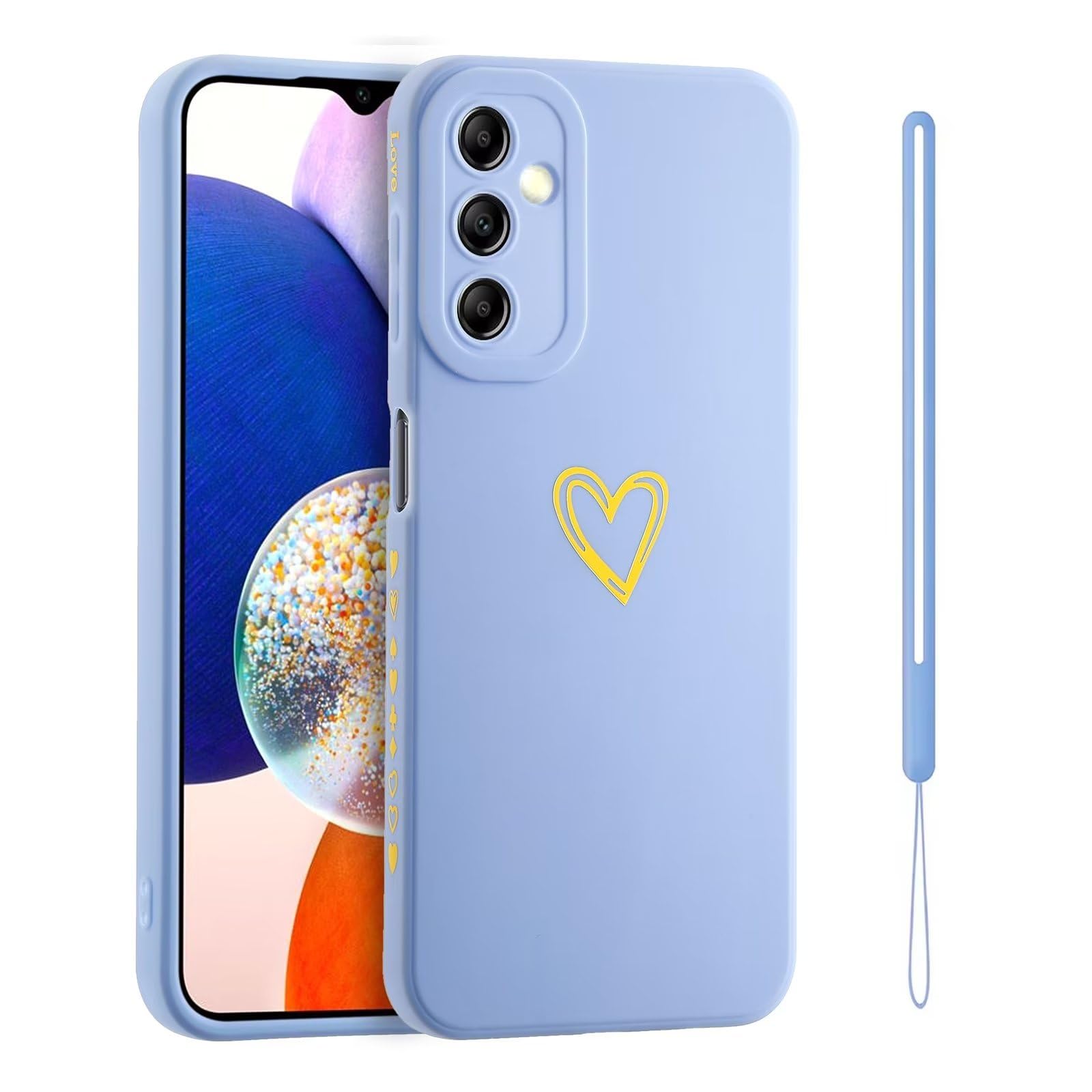 Coque Xiaomi 15 5G Avec Cœur Doré - Housse Silicone Souple Mignon & Dragonne Détachable | Pour Femme/Fille - 3