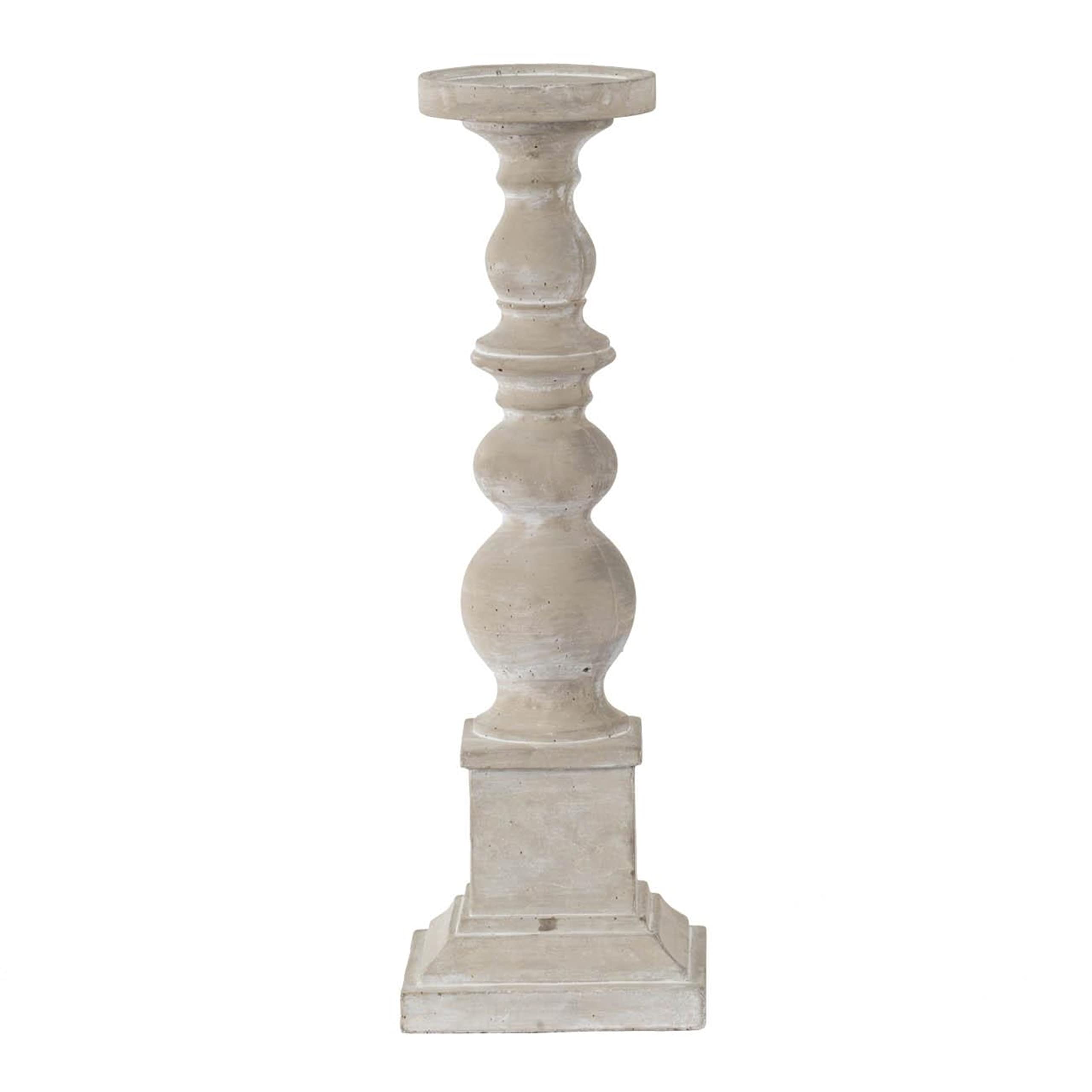 A & B Home 20.1 in H Gray Cement Pillar Candle, Home Accent Décor
