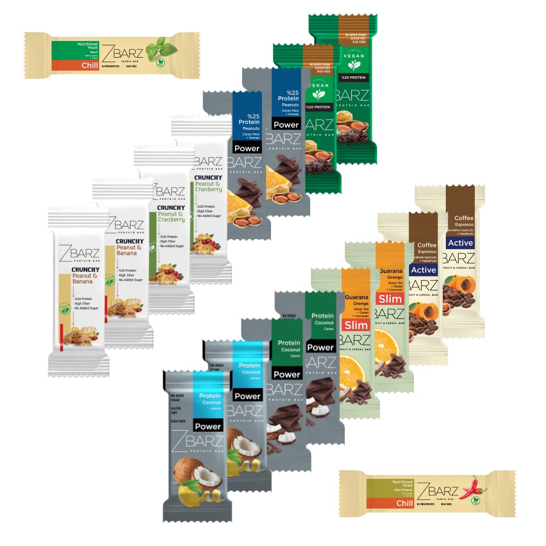 Zbarz Fruit & Energy Bars Vegan & No Sugar Added (Mix Box, 18 x Bars) - Sports Energy Bars Made of Fruits & Nuts for Everyday Use, Cycling, Hiking, Fruit Bars