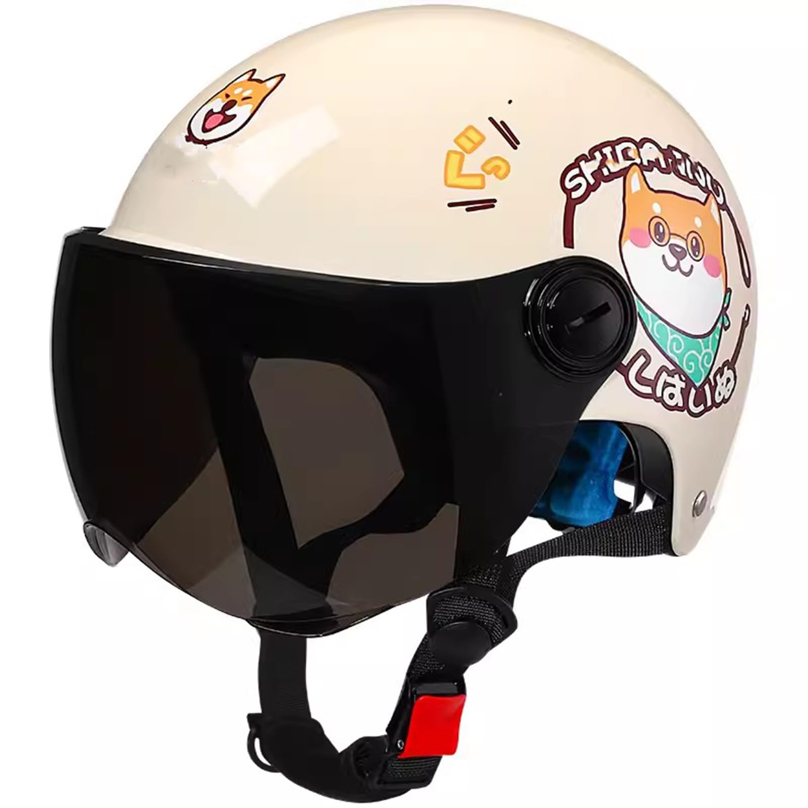 Casco de Motocicleta para niños, Casco de Scooter de Cara Abierta, Cascos de Calle ATV para niños y niñas con Visera Solar para niños de 3 a 12 años E,53-57CM