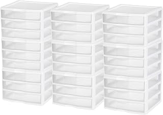 Sterilite Wide 3-Drawer Storage Unit for Bedroom and Dresser, 9-Pack