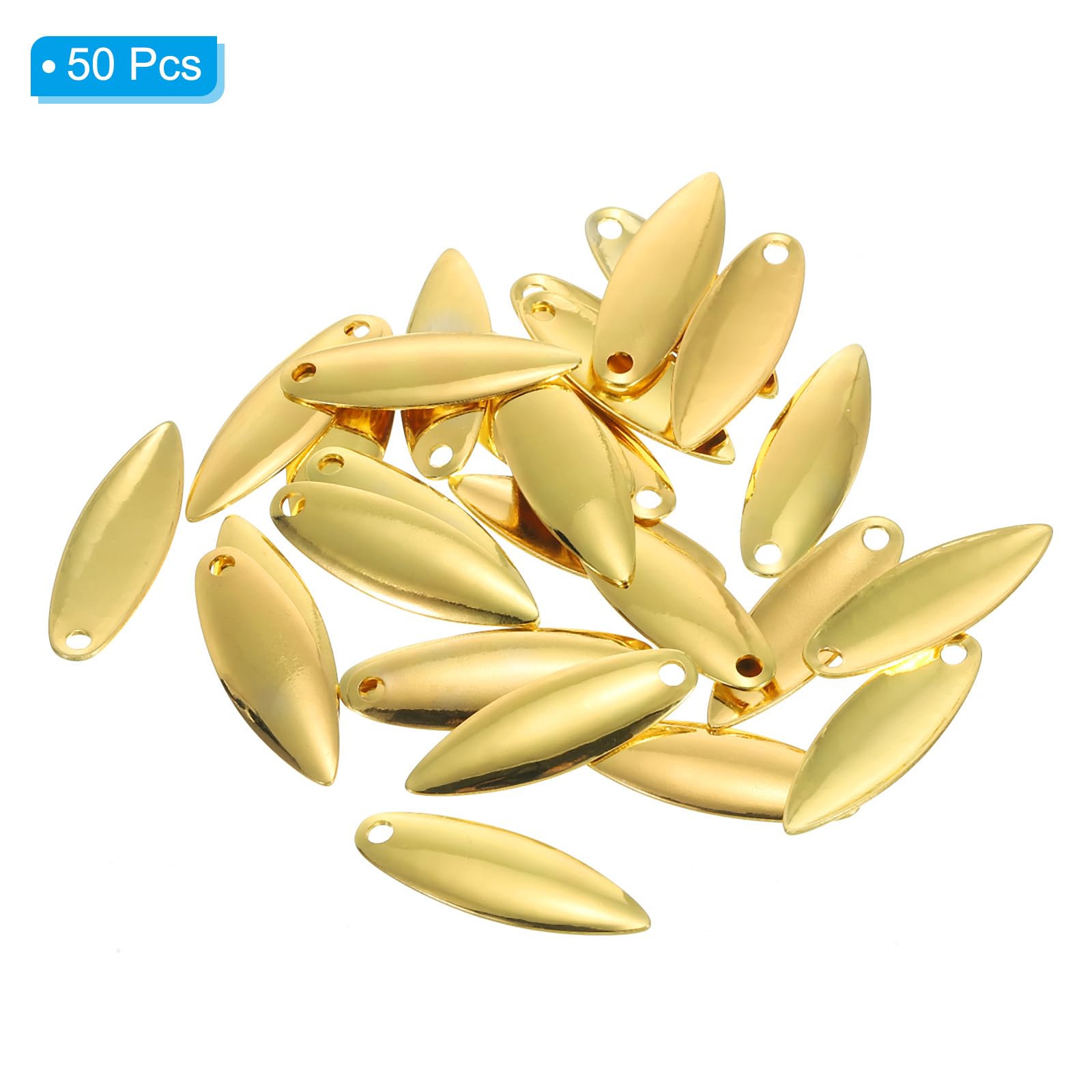 PATIKIL Fishing Lure Blades 1x0.3", 50 Pack Willowleaf Lure Making for DIY Bait, Golden - Image 3