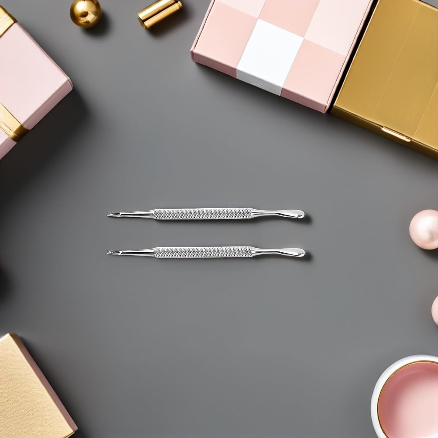 Stainless Steel Cuticle Remover 2pcs Nail Tool for Dead Skin Care