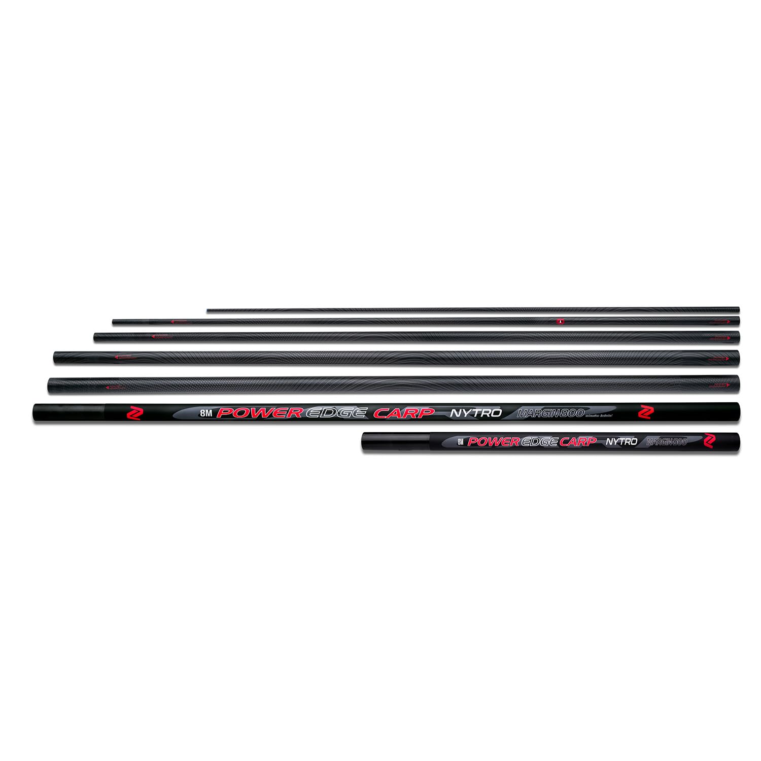Nytro Power Edge Carp 80 Margin 8m +2 Kit | Powerful Carp Margin Pole | Fully Bushed and Pre-Fitted 2 Kit | Nytro Roller Puller | Reinforced Sections | Extra Thick Walls | Put-Over Joints | 20400011
