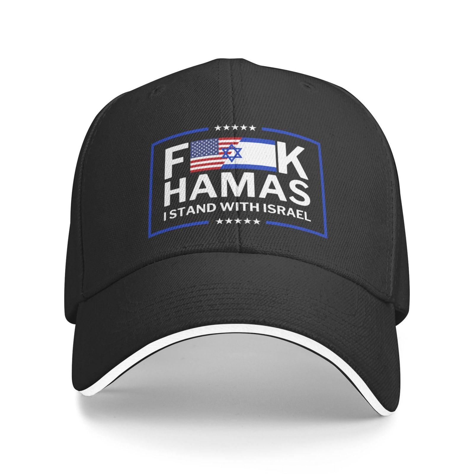 Fjqwklf Unisex Black Support Israeli Cap I Stand With Israel Hat Fuck Hamas Cap F Hamas Pray For Free Israel Strong Trucker Baseball Cap