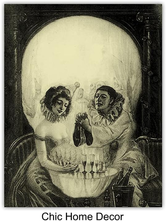 Gothic Skull Wall Art & Decor Set - Creepy Optical Illusions - Goth Decor - Pagan Artwork - Spooky Hipster Print - Gothic Living Room Home Decorations - Vintage Victorian Picture - Set of 6-8x10's