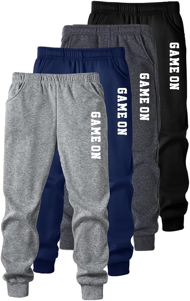 Boys' 4-Piece Athletic Casual Pants Set Game-themed prints Elastic waistband Multiple colors available
