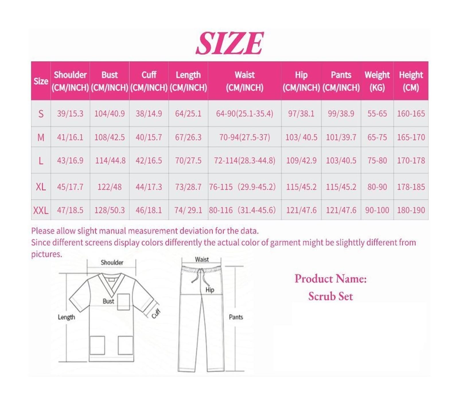Uniforme de enfermería para mujer – Conjunto quirúrgico con pantalón y top Trabajo en clínica, spa u hospital
