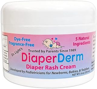 DiaperDerm Baby Diaper Rash Cream Pediatrician Formulated with 5 Ingredients for Gentle, Happy, and Rash-Free Skin Care, 8 oz
