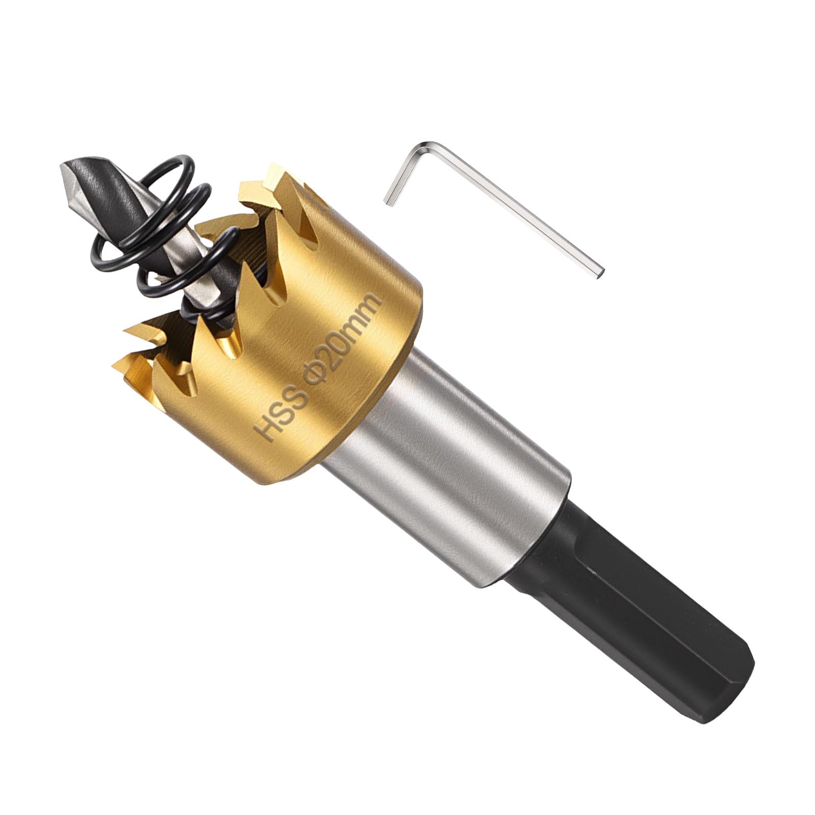 METALLIXITY Hole Saw 20mm (25/32"), 4341 High Speed Steel Hole Cutter with Center Drill Bit, Hex Key and Spring
