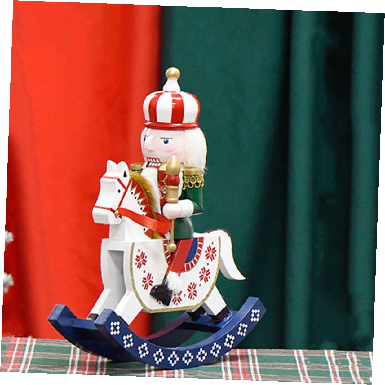 Wooden Nutcracker Figurine 30cm Rocking Christmas Nutcracker Ornament Indoor Festive Decoration
