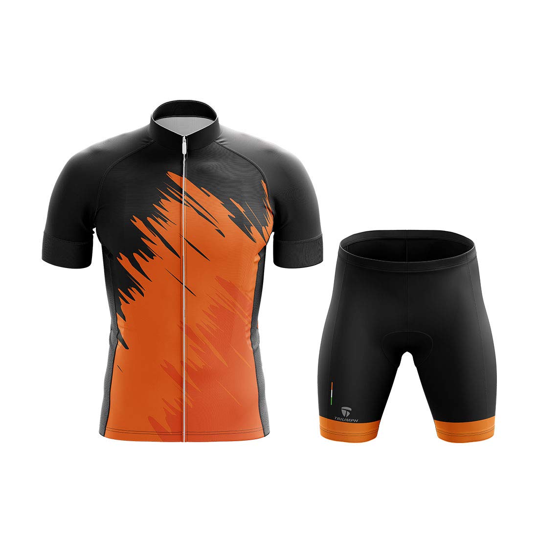WARRIOR Triumph Men's Cycling Jersey Set Quick-Dry Mountain Biking Shirt with 3D Padded Shorts Cycling Tights/Half Pants Suit Size Jersey (L) - Shorts (L) Multicolour