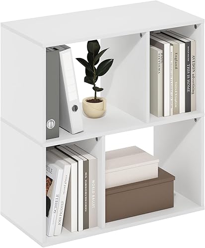 Miniatura 36 de Furinno Fulda Estantería de Libros, Estantería Estrecha de 2 Niveles, Librero con Estante de Almacenamiento de 6 Pulgadas de Ancho, 9.3 x 5.9 x 21.2