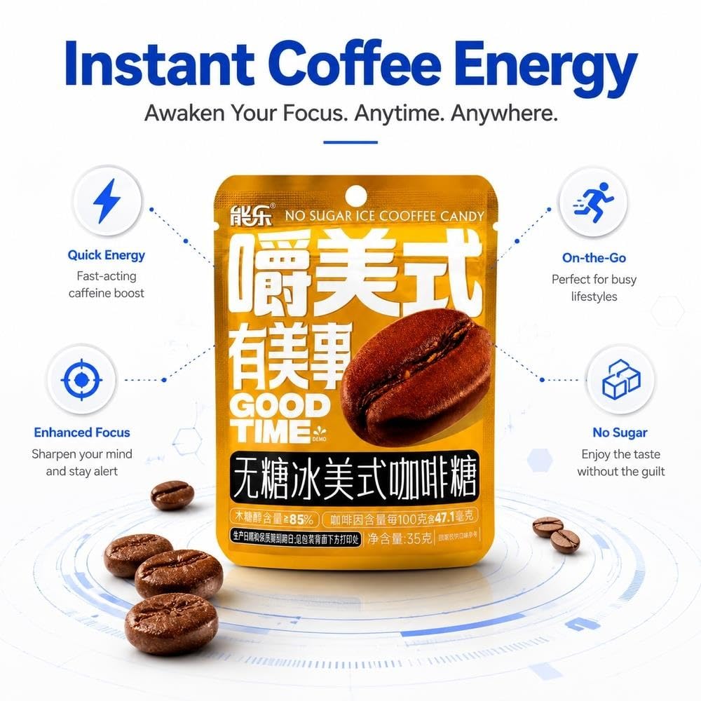 Zuckerfreie kaubare Kaffeebonbons, 5er-Pack