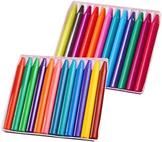 KOMBIUDA 1 24 Giz De Cera Lavável 24 Cores Giz De Cera Infantil Giz De Cera Infantil De Plástico Que Não Gruda Nas Mãos Pintura Infantil