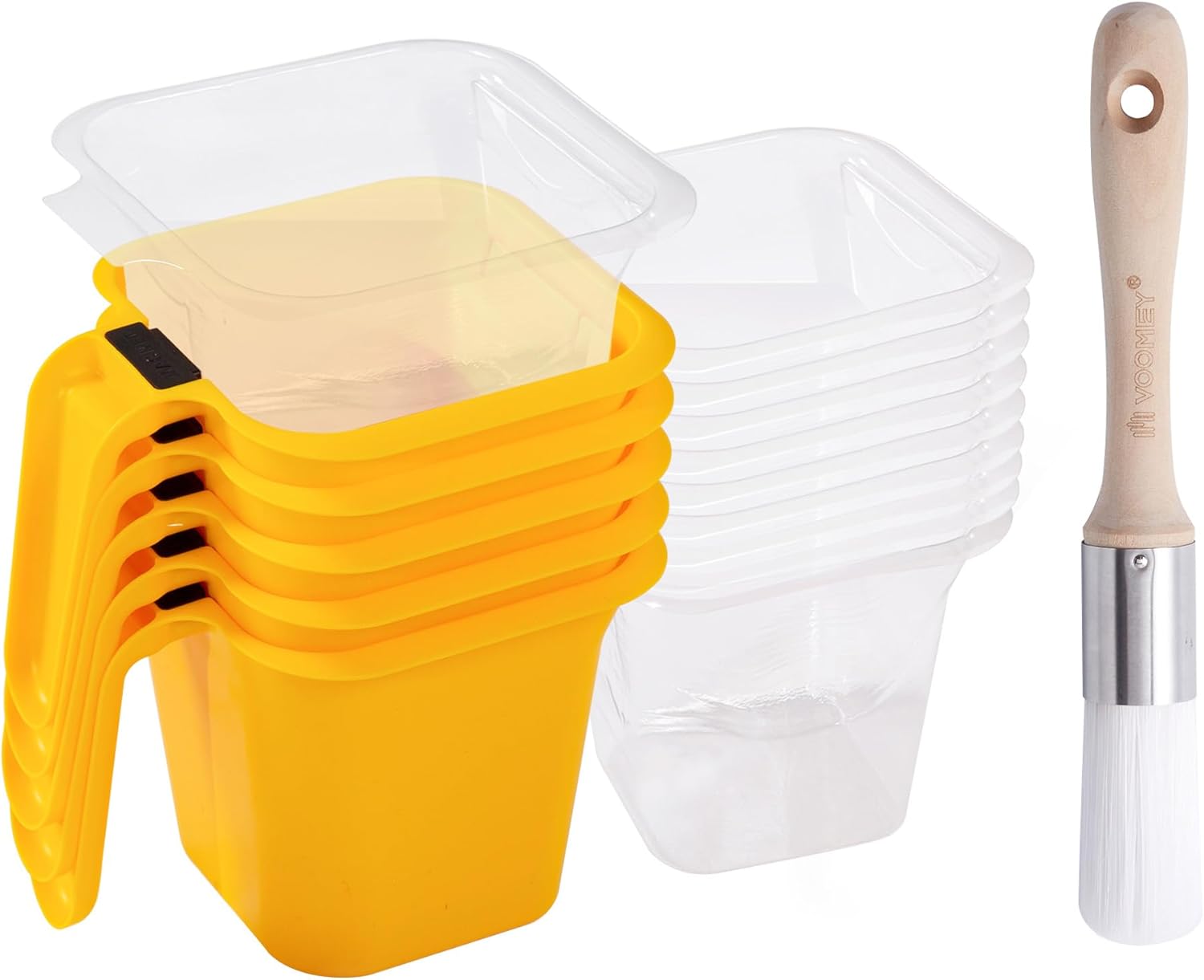 VOOMEY 1 Inch Round Paint Brush for Trim and Doors, White Bristles for Smooth Strokes on Curved Surfaces, Ornate Details & Cabinets