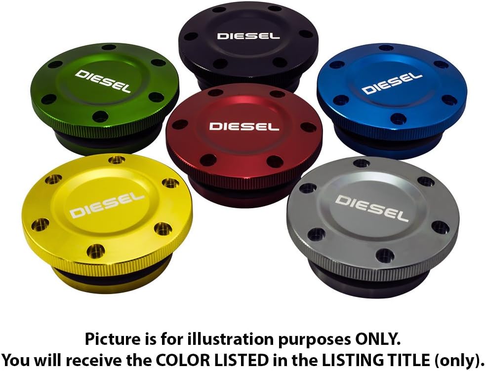2013-2017 VMS Racing Mmagnetic Fuel Cap in Green Anodized Billet Aluminum Compatible with Dodge Ram Cummins Diesel and Ecodiesel 13 14 15 16 17 2013 2014 2015 2016 2017