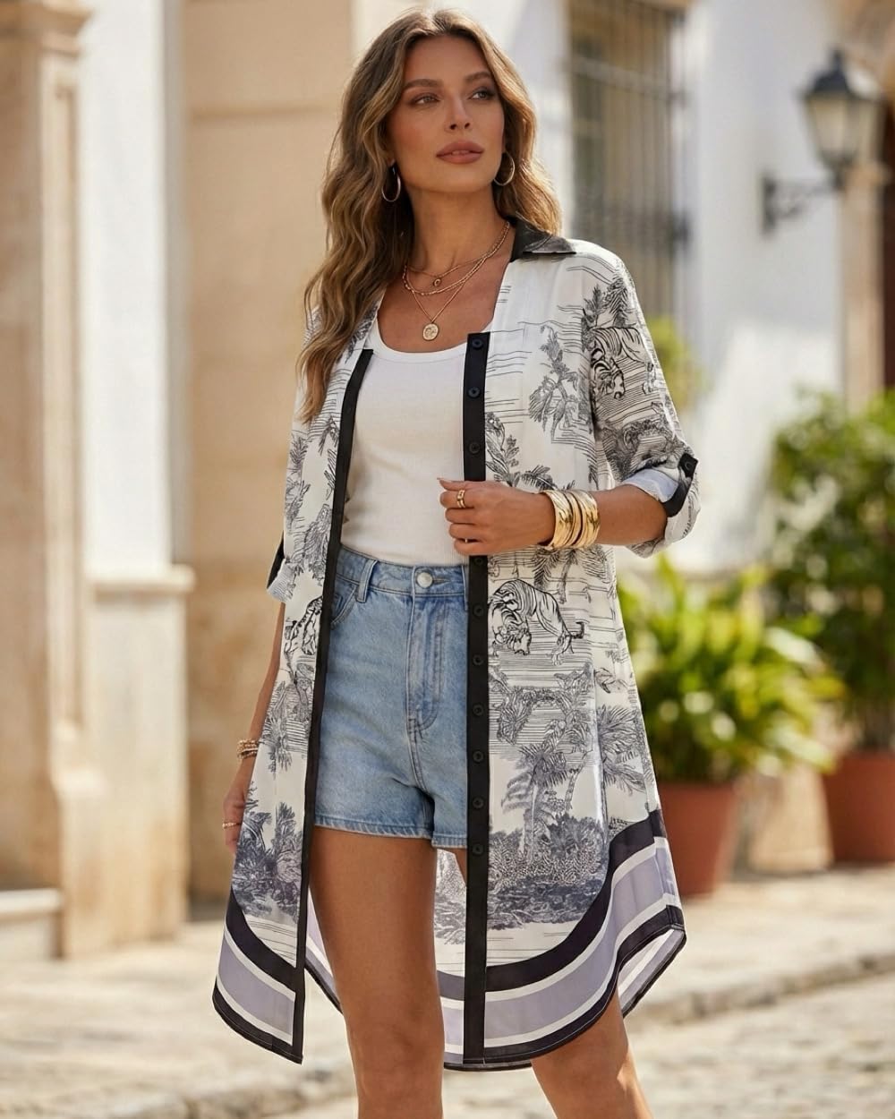 CHICME Womens Button Down Shirt Dress Long Sleeve Floral Print Midi Dress with Woven Belt Casual Business Work Tunic - Image 5