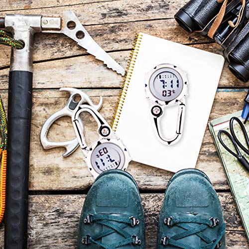 IMIKEYA Relógio de bolso com mostrador digital, superfície prata brilhante, mosquetão, mochila, five