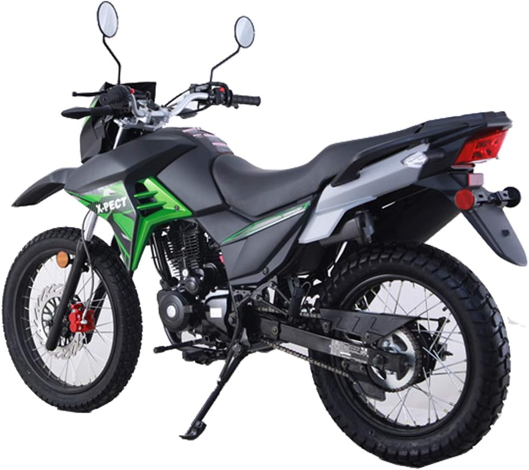 X-PRO X-Pect 200 14HP Engine Electronic Fuel Injection Dual Sport Motorcycle with 5-Speed Manual Transmission,19"/17" Wheels!(Green/Black)