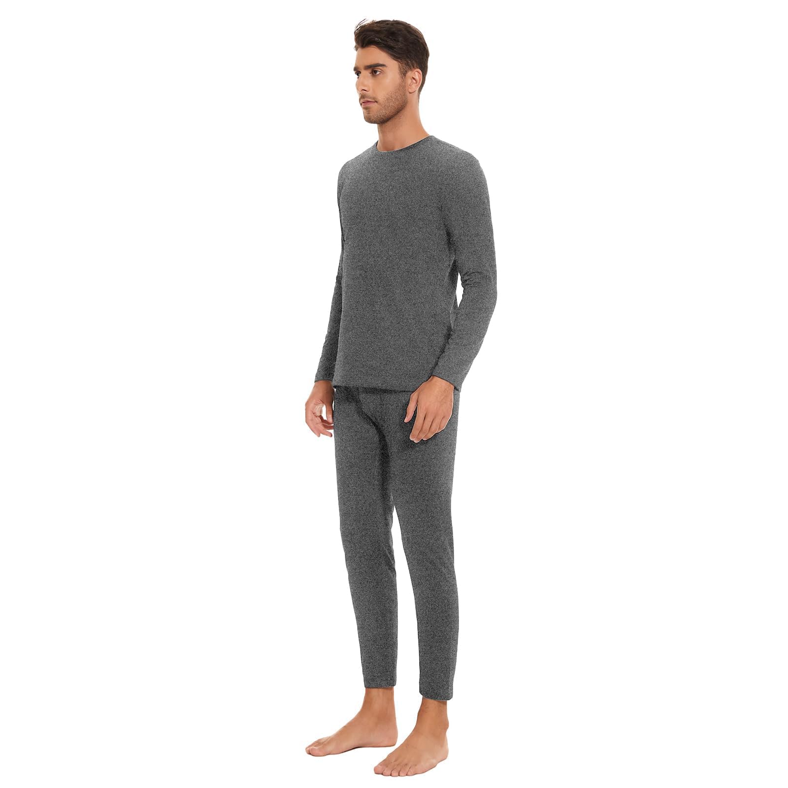 SIMIYA Set di biancheria intima termica da uomo, biancheria intima calda con interno in pile, ultra leggera, parte superiore e parte inferiore con apertura a maniche lunghe, biancheria intima