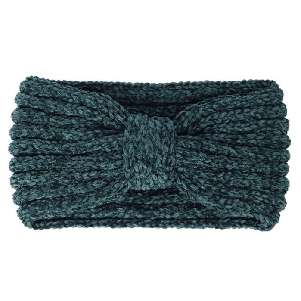 Women Winter Chenille Knitted Headband Solid Color Knotted Center Elastic Hairband Crochet Striped Ear Warmer Turban headbands for women headbands for women with buttons headband with buttons for face