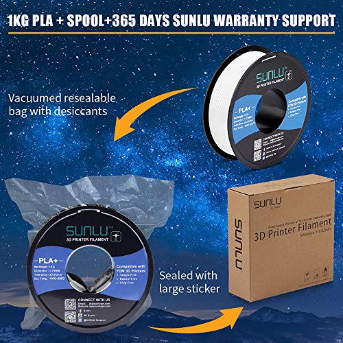 "Sunlu PLA Plus 3D Printer Filament, White" - Image 6