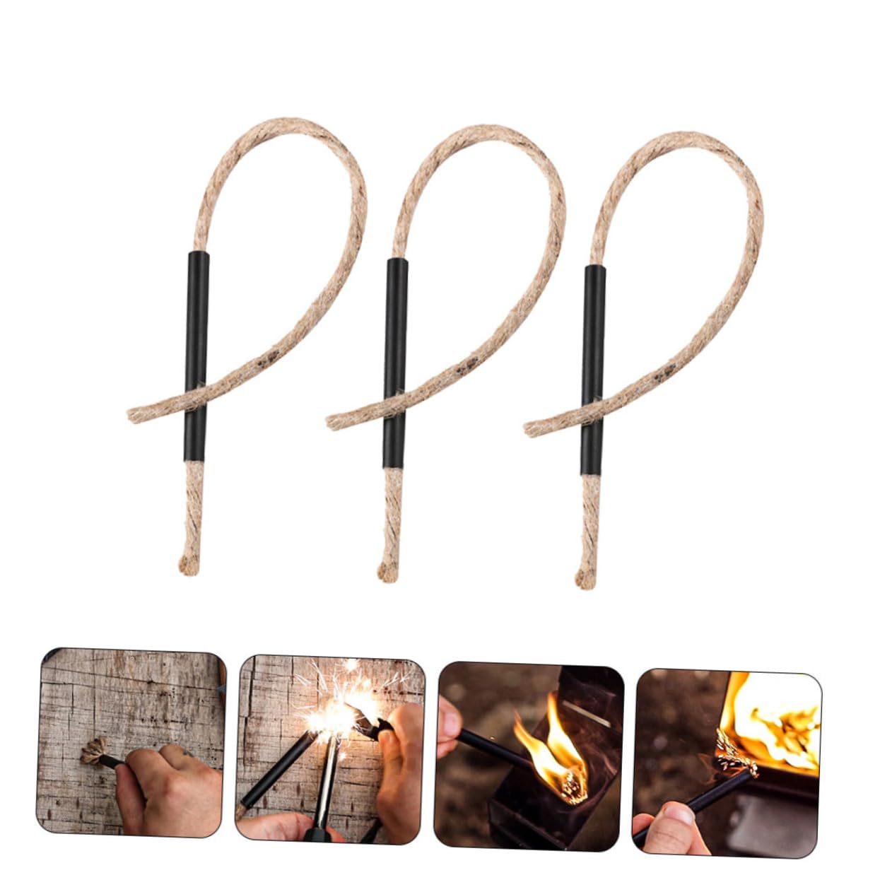 Abaodam 5 Series De Cuerda De Cera De Abejas Iniciadores De para Supervivencia Al Aire para Acampar Mecha De Pedernal Mecha De Mecha Cordón De 3 Piezas x 5