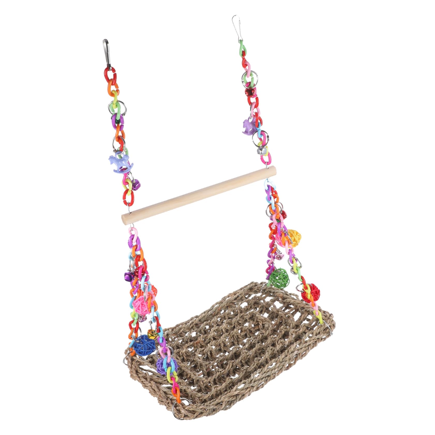 Altalena Giocattolo per Pappagalli Sospesa da Arrampicata | Fibre Naturali e Legno, Decorativa e Creativa, per Piccoli Animali e Parrocchetto