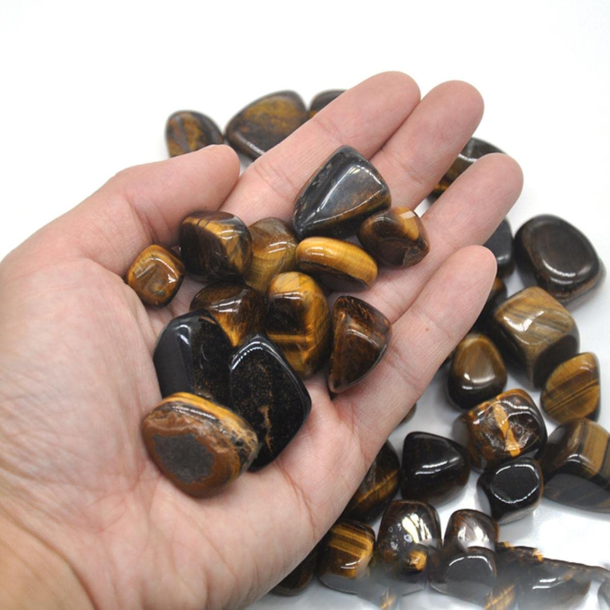 Crystal Healing, polierter, getrommelter Kies, Mineralprobe, Edelsteine, Edelstein, roh, Aquarium-Dekoration, Tigerauge, 500 g