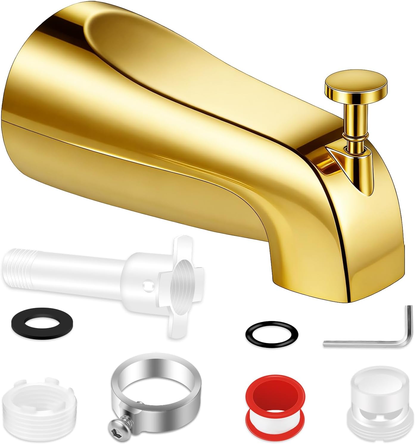 Universal Tub Spout with Diverter, Fits 1/2" Slip on Copper Pipe and 1/2" IPS & 3/4" IPS Threaded, Bathroom Tub Faucet Replacement, Bathtub Spout with Adapter and Hex Wrench (Matte Black)