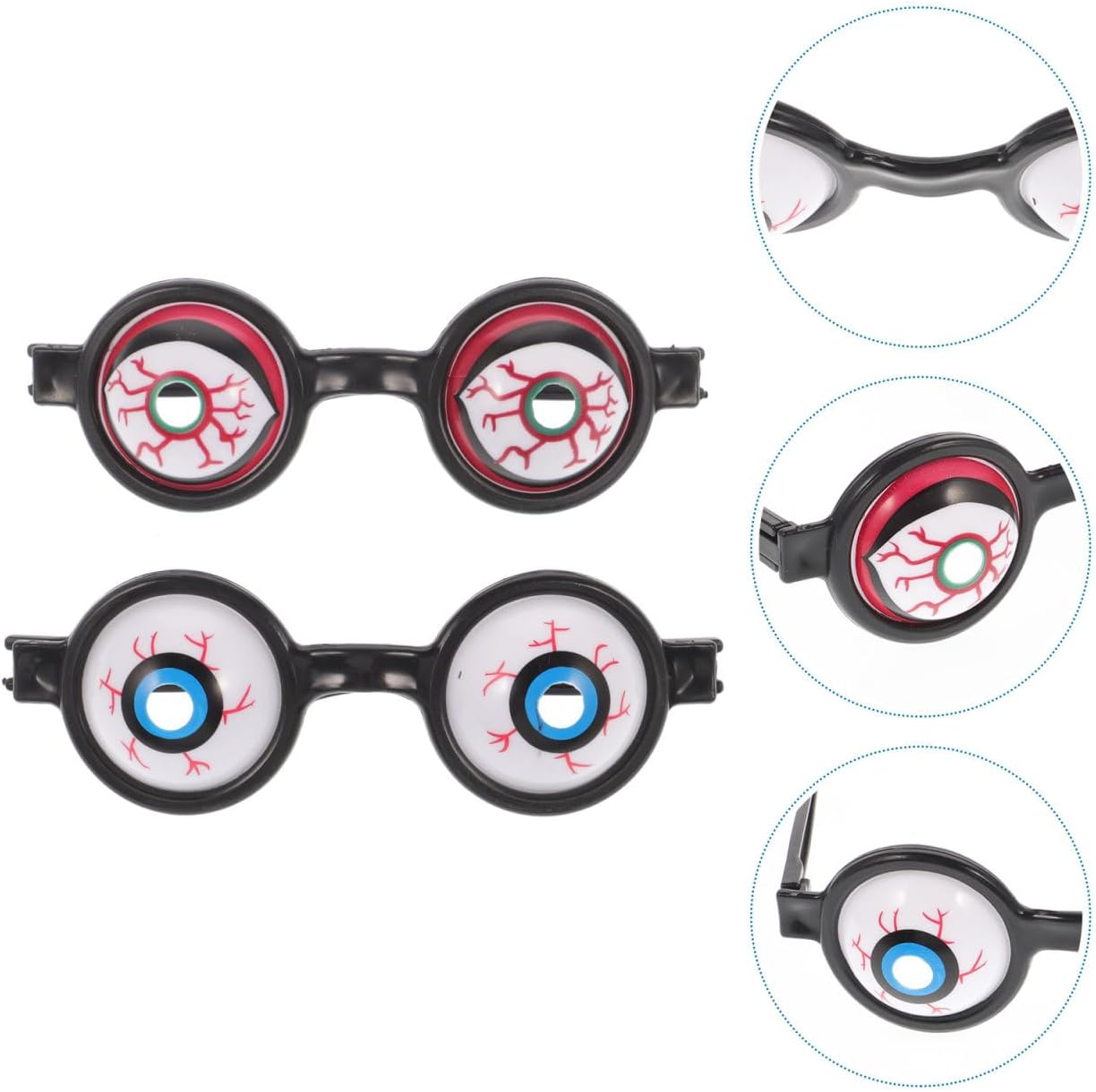 Cabilock Eyeball Glasses - 2Pcs Funny Oversized Plastic Eyeglasses for Kids Halloween Party Costume Decorations Creative Prank Props