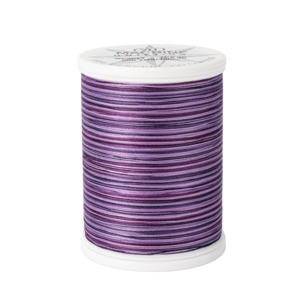 YLI 24450-09V 3-Ply 40wt T-40 Cotton Quilting Variegated Thread, 500 yd, Purple