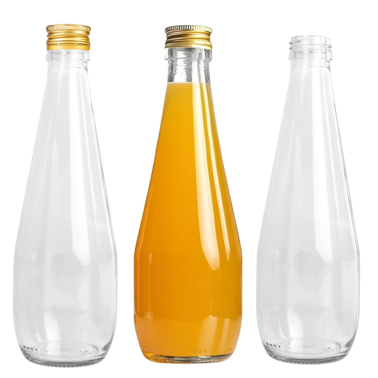 B2c Clear / Gold Glass Bottle 300Ml Storage With Cap 30Cl Juice Liqueur Liquid Home Brewing 0.3L Twist Off Airtight Reusable Gin Vinegar (8)