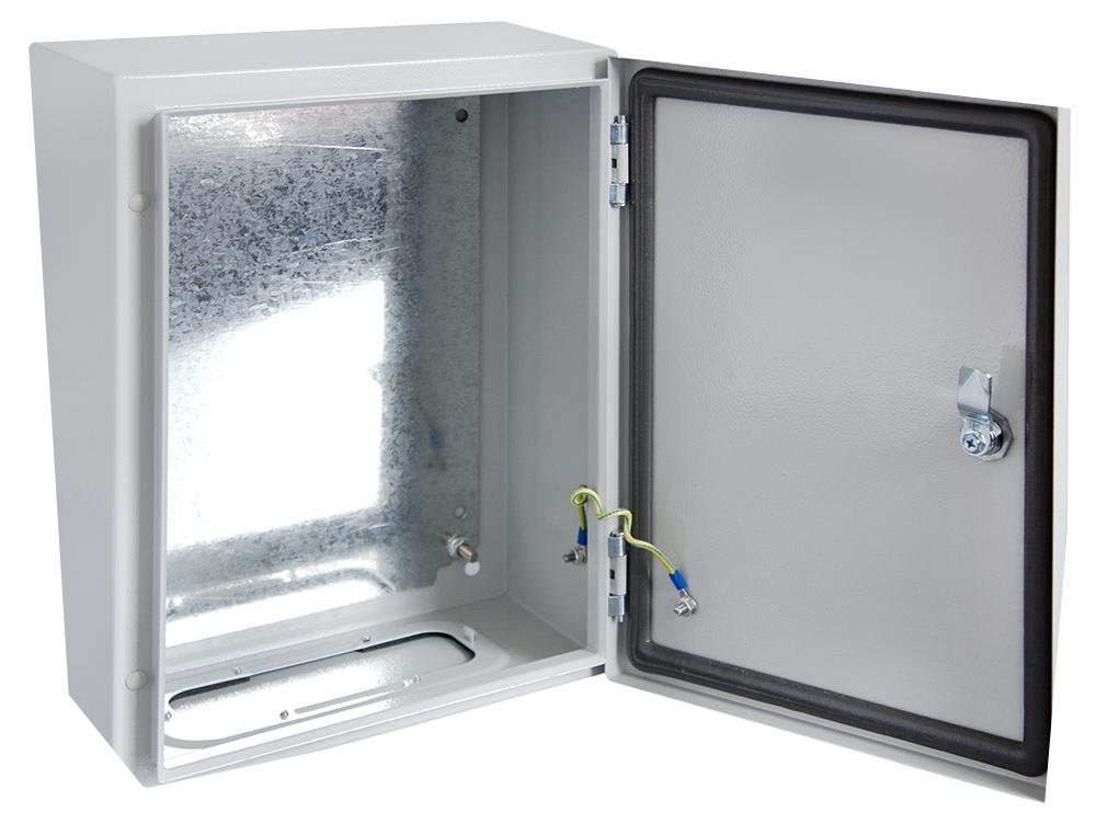 Caja de puerta de acero, IP66, IK10, gris, Caja Registro | Cajas de metal / estantes de gabinete de 19 pulgadas, 1 unidad - DEDS0200