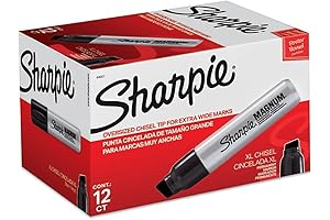 Sharpie 38201 Sharpie Permanent Markers with Oversized Chisel Tip, Black, 12 Count