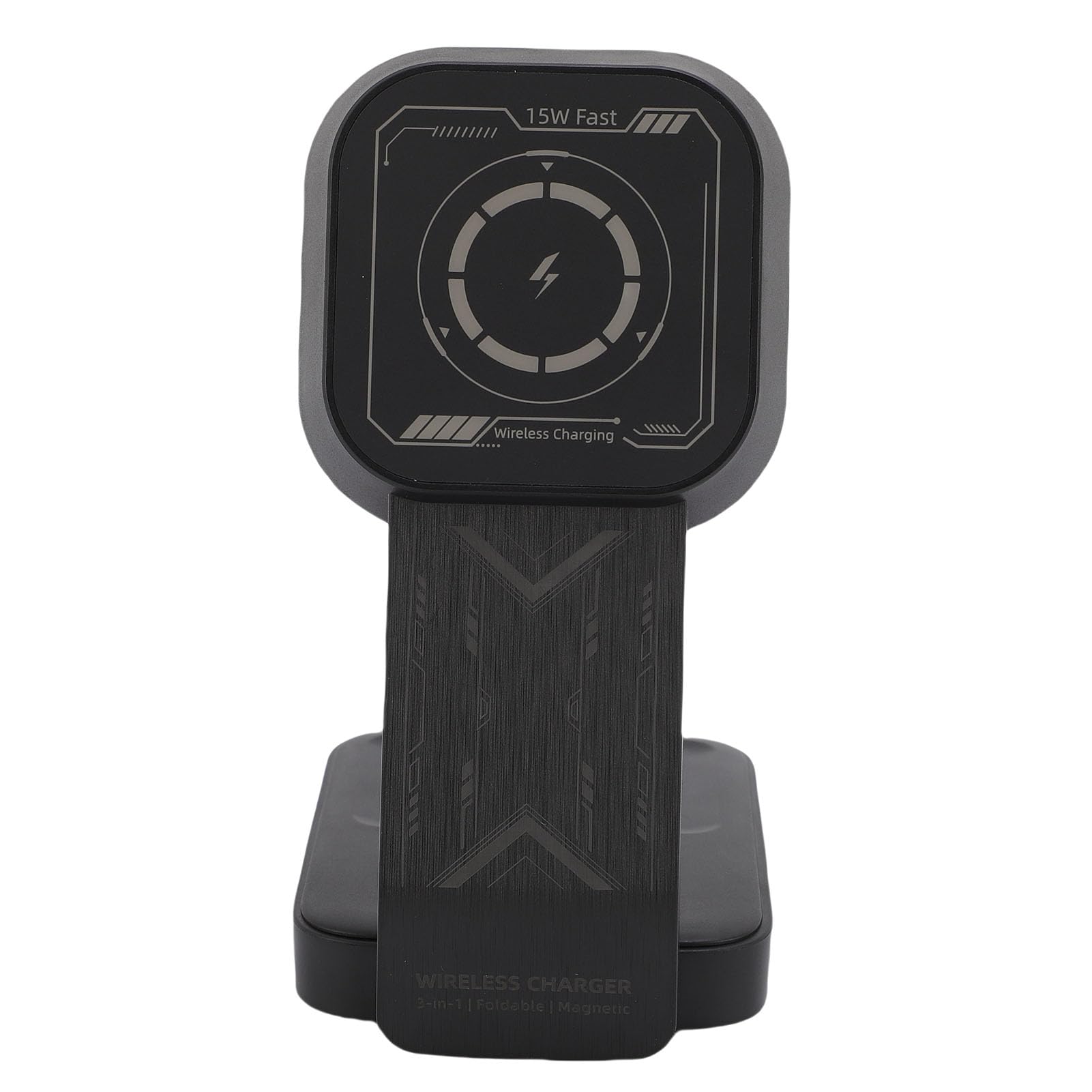 Generic Supporto di Ricarica Wireless Universale da 15 W Dock per Caricabatterie Rapido 3 in 1 Compatibile con Telefoni IOS Stazione di Ricarica da Tavolo per la Lettura in Streaming Bianco