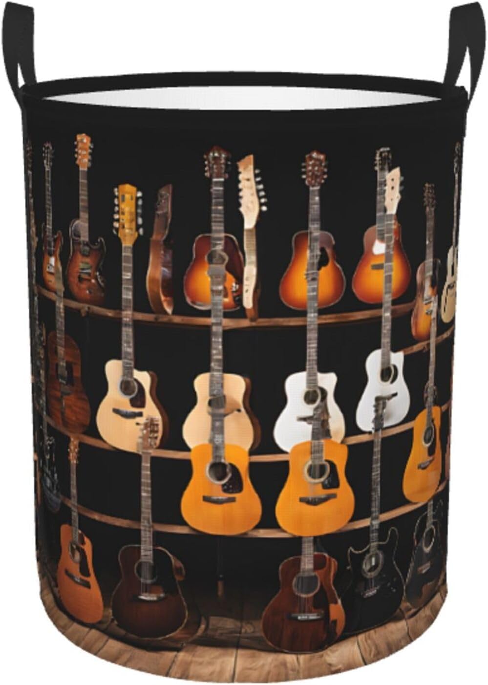 (Guitar Bass Music Musical Instruments) Collapsible Laundry Baskets with Handles Waterproof 16.5 x 13.8 in Laundry Hampers Blanket Toy Storage Basket Laundry Room Organization