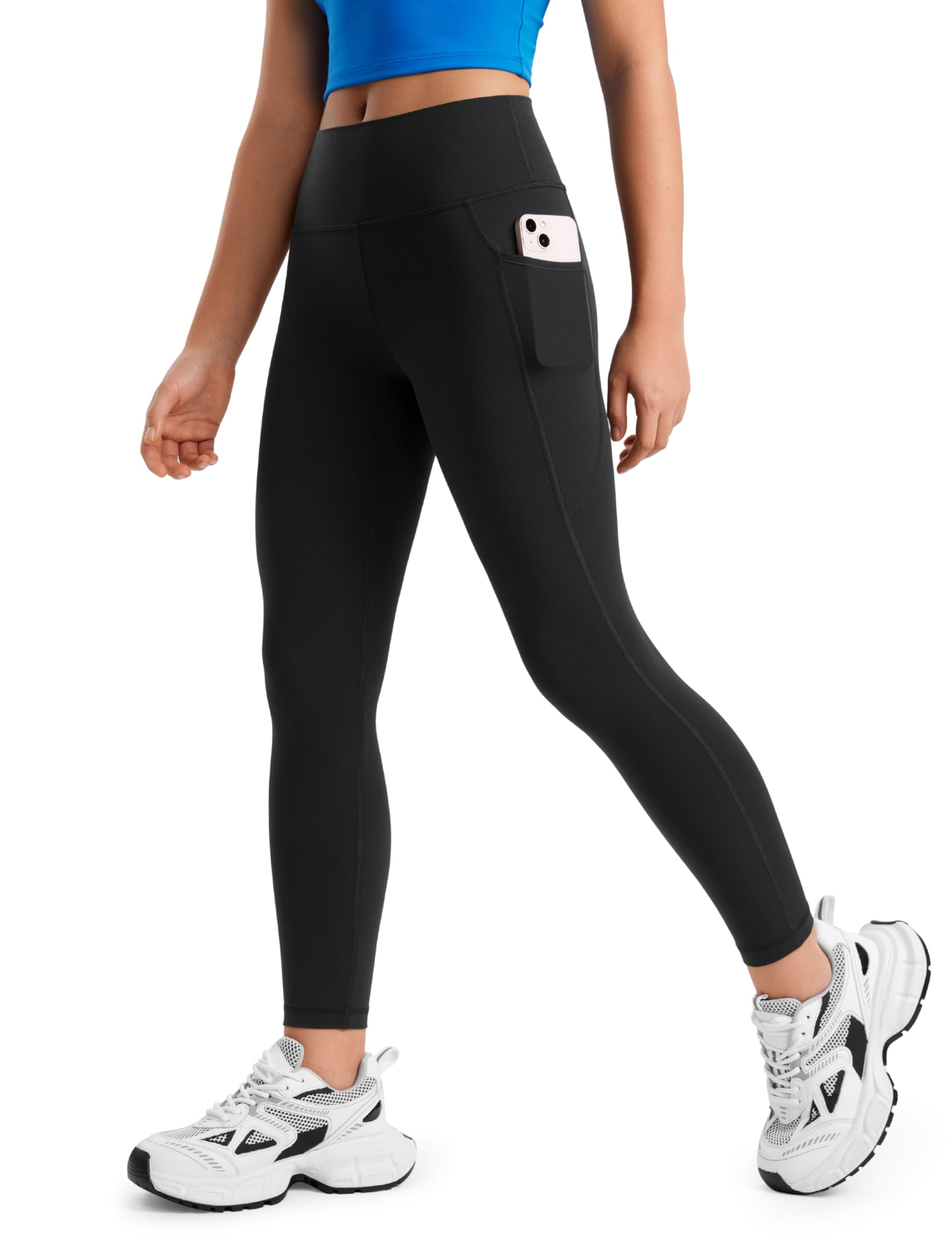 CRZ YOGA Girls Butterluxe Yoga Leggings with Pockets - Athletic Sports Casual Pants High Waist Tights Kids Teen