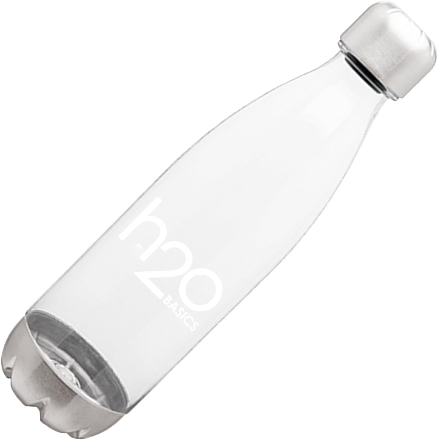 H2O Basics BPA-Free Sport Water Bottles 25 oz, Tritan Plastic, Reusable with Stainless Steel Leak Proof Twist Off Cap & Steel Base, Cola Bottle Shape (Clear, 25 Ounces)