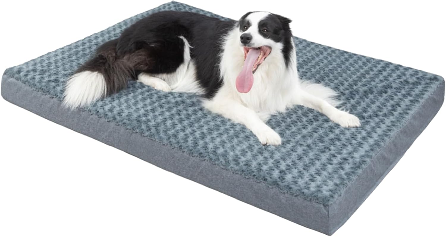 Cama ortopédica para perros grandes  Colchón de espuma viscoelástica con caja de huevos, impermeable y antideslizante, funda extraíble lavable para
