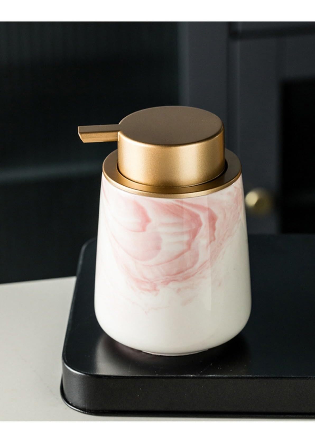 Czteroczęściowy ceramiczny marmurowy zestaw łazienkowy, akcesoria łazienkowe: uchwyt na szczoteczkę do zębów, kubek na szczoteczkę do zębów, mydelniczka, dozownik mydła w piance, zestaw 3 sztuk/4 szt