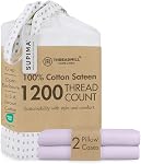 Threadmill Luxury Supima Cotton Sheets, Luxury 1200 Thread Count Soft 100% Cotton Sheets for Queen Size Bed, 4 Pc Light Grey Bed Sheets Queen Set, 5-Star Hotel Quality Deep Pocket Bed Sheets Set