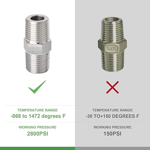 Miniatura 3 de TAISHER 5 pezones hexagonales de acero inoxidable 304, instalación de tuberías macho de 14 pulgadas x tubo macho de 14 pulgadas