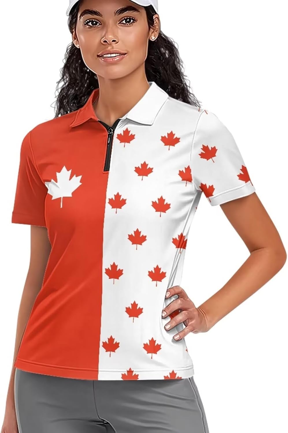 Women's Golf Shirts Short Sleeve Half Zip Up V Neck Tennis Shirt Collared Athletic Golf T Shirts Quick Dry