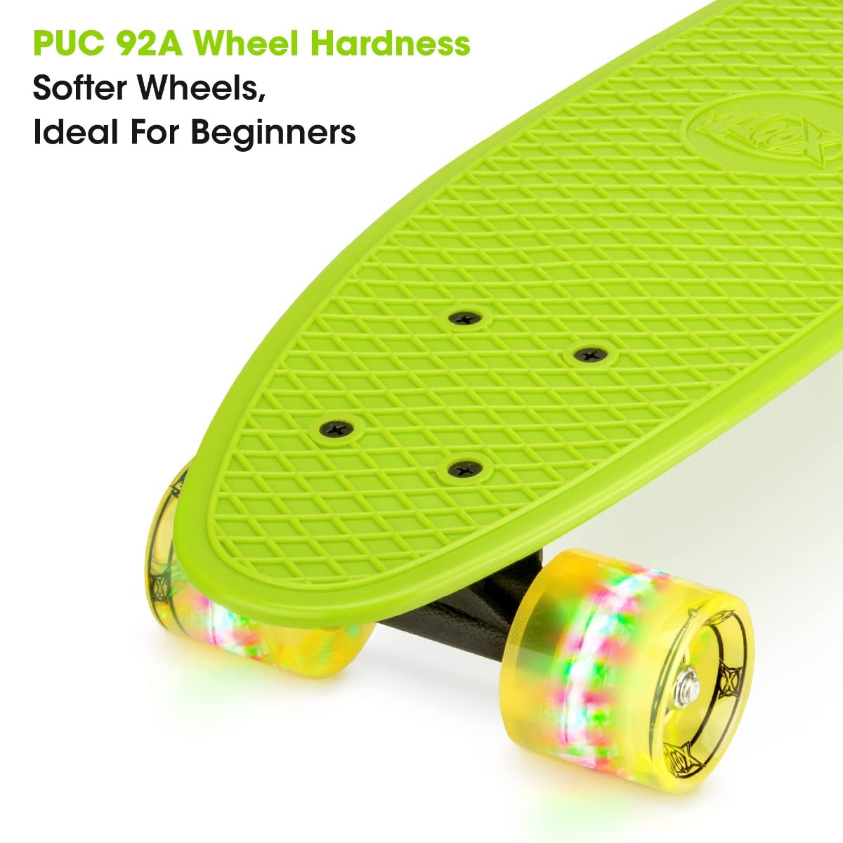 緑色スケートボード ライト付き Amazon | Xootz Kidの完全なレトロプラスチックスケートボード、ライト