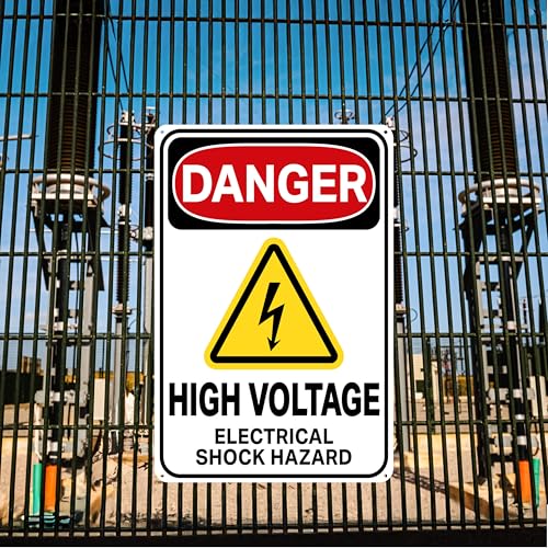2 PC Reflective Danger High Voltage Sign, 7x10 Aluminum Warning Signs for Property, Electrical Shock Hazard - Thumbnail 7