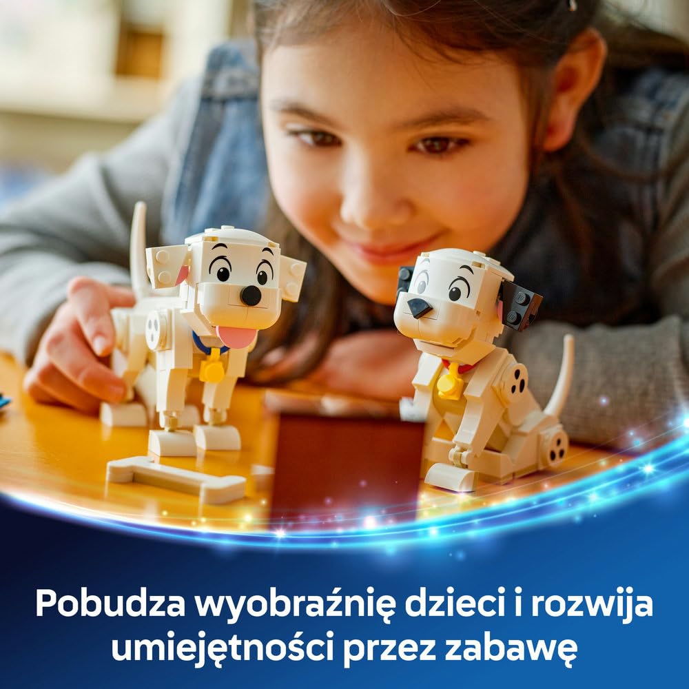 LEGO ǀ Disney Classic 101 dalmatyńczyków — Szczeniaczki Szczęściarz i Penny, zabawka konstrukcyjna, pomysł na prezent dla 6-latki, dziewczynki i chłopca, fanów klasycznych filmów i piesków 43271
