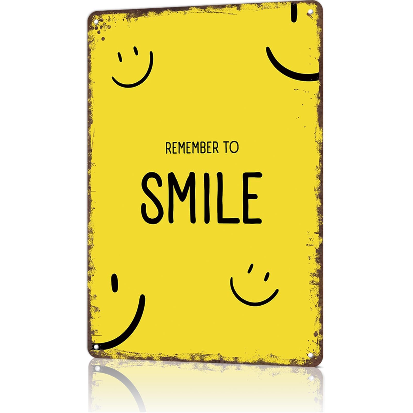 KWQDOZF Funny Metal Sign Remember To Smile Vintage Tin Signs Poster For Home Room Bedroom Office Decor 8x12inch